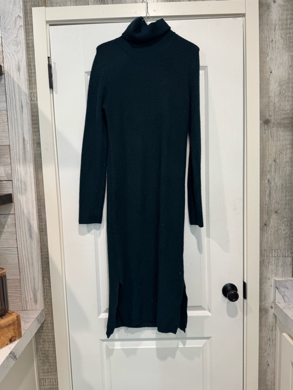 Lulu's Dark Green Ribbed Turtleneck Midi Dress - Picture 1 of 3